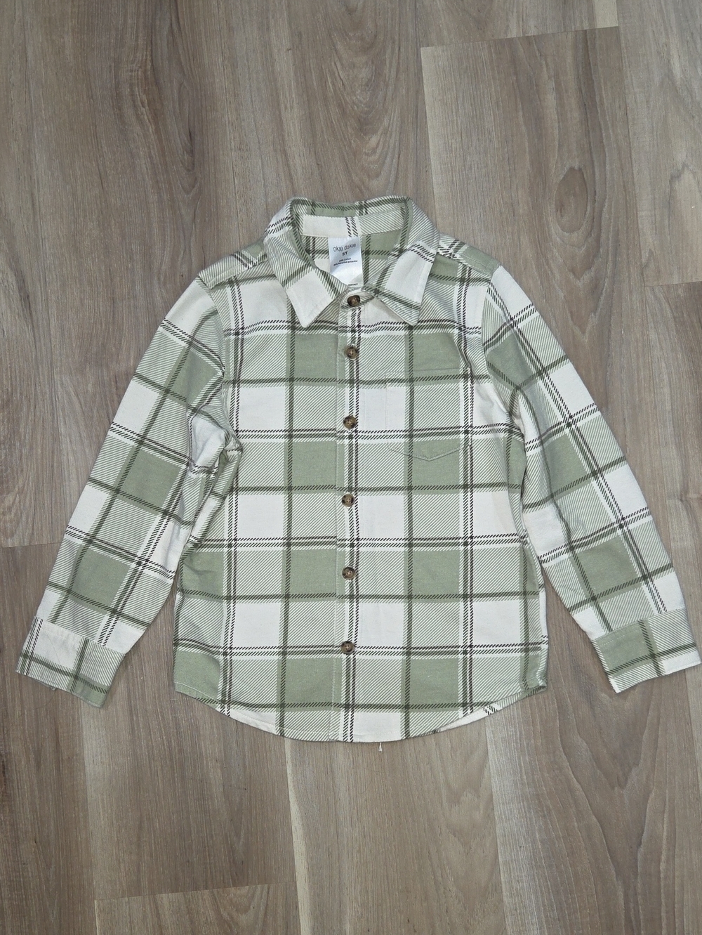 •Okie Dokie• Toddler Boys Green Plaid Button Down Top
